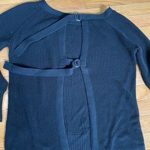 Express open back, D ring closure knit sweater. M
